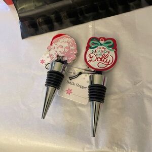 Dolly Parton Christmas Set Of  Wine Bottle Stopper Viral Party Barware Gift NWT